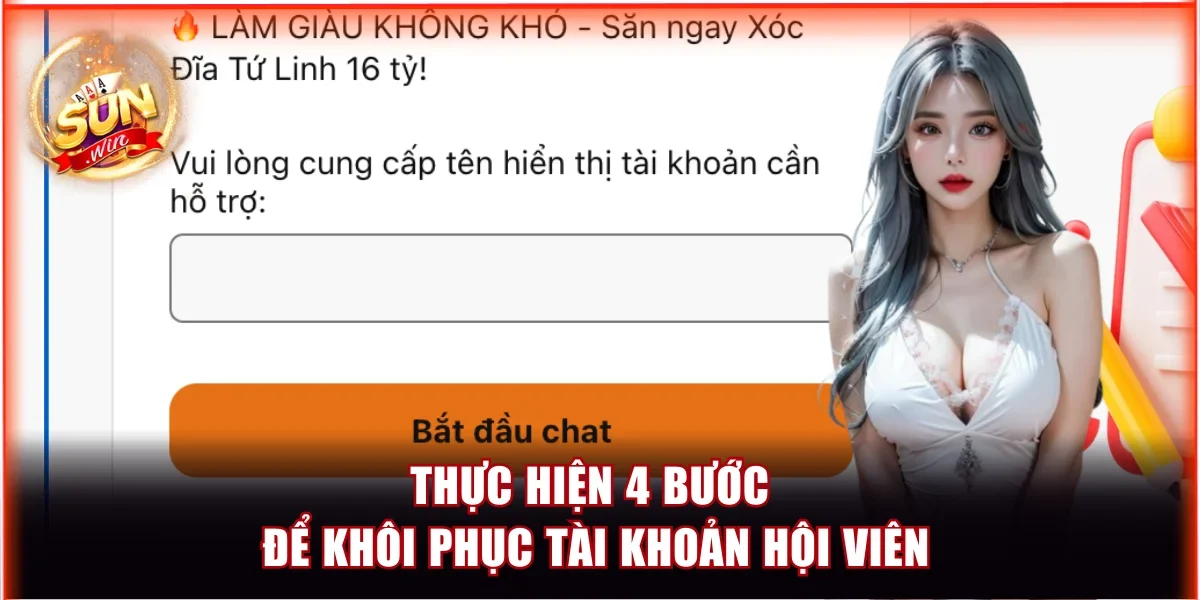 Thực hiện 4 bước để khôi phục tài khoản hội viên