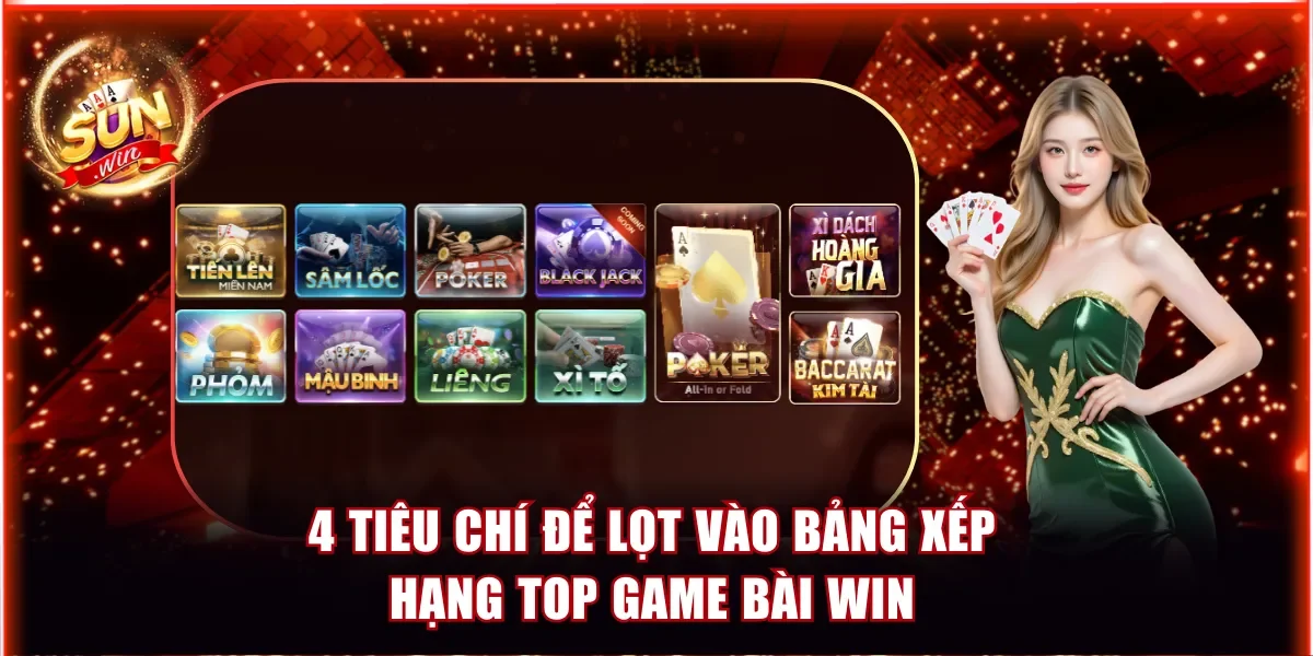 4 tiêu chí để lọt vào bảng xếp hạng top game bài win